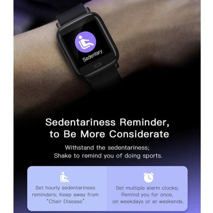 Essential Bracelet for Daily Health Tracking and Activity Monitoring showing sedentary reminder and sleep/activity tracking on wrist display
