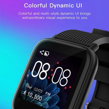 Essential Bracelet for Daily Health Tracking and Activity Monitoring - black fitness tracker showing colorful dynamic UI, time and 10,500 steps