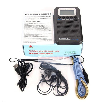 Portable Radio for Aircraft Band Reception and Everyday Use compact receiver with accessories, box and manual