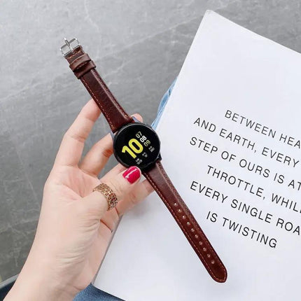 22mm Double-Sided Leather Watch Band For Samsung Galaxy
