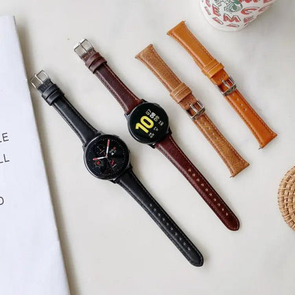20mm Double-Sided Leather Watch Band For Samsung Galaxy