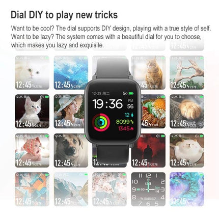 Versatile Smart Watch for Daily Health and Activity Tracking showing customizable watch faces and fitness metrics on black strap model