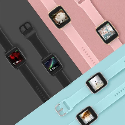 Versatile Smart Watch for Daily Health and Activity Tracking - pastel and black models arranged diagonally showing screens and bands