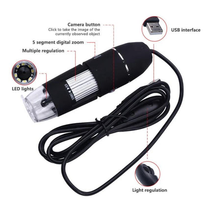 USB Digital Microscope with Adjustable LED for Inspections handheld 1000x magnification 0.3MP with USB cable and adjustable LED lighting