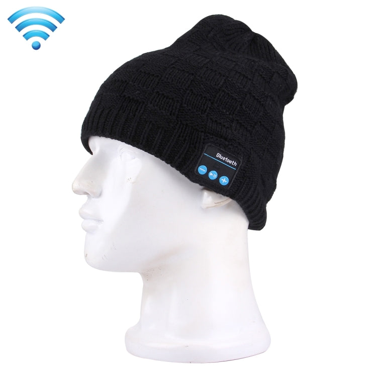 Square Textured Knitted Bluetooth Headset Warm Winter Hat with Mic for Boy & Girl & Adults