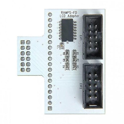 LCD Panel Adapter for 3D Printer Control Boards Compatibility white Ramps-FD board showing two 10-pin LCD connectors and level-shift circuitry