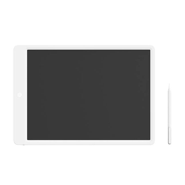 Xiaomi Mijia 20-Inch Electronic Handwriting Tablet with Pen shown front view with white pen and blank writing screen for notes and sketches