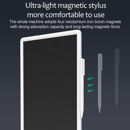 Xiaomi Mijia 20-Inch Electronic Handwriting Tablet with Pen showing white tablet and ultra-light magnetic stylus attached