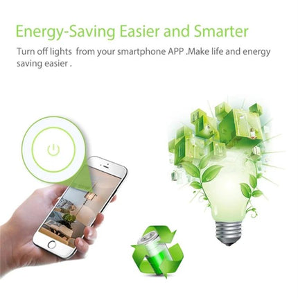 NEO 3-Gang Wireless WiFi Smart Light Control Switch for Home energy-saving app control image showing smartphone, power icon and green lightbulb