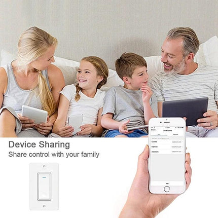Wireless Touch Wall Switch for Smart Home Lighting, US Plug - family sharing via mobile app showing device sharing and schedule control