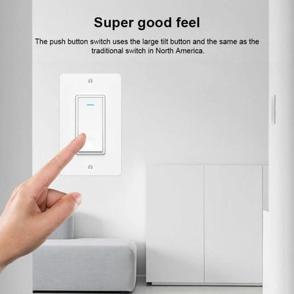 Wireless Touch Wall Switch for Smart Home Lighting, US Plug - hand tapping white touch wall switch on living room wall