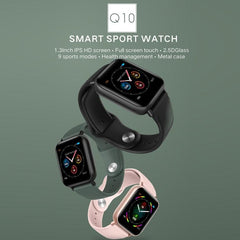 Q10 Multifunctional Fitness Smartwatch with Heart Rate & Sleep Tracking, IP67 Waterproof, 1.3" Touch Screen