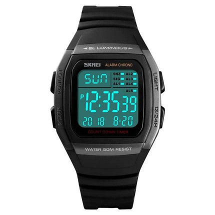 SKMEI Fashionable Waterproof Outdoor Digital Sports Watch black digital display 50m water resistant for running swimming hiking