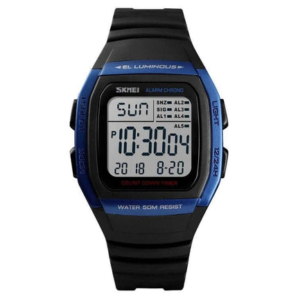 SKMEI Fashionable Waterproof Digital Watch for Outdoor Activities - black blue digital sports watch with 50m water resistance and countdown timer