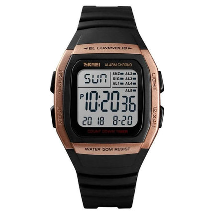 SKMEI Fashionable Waterproof Digital Watch for Outdoor Activities black resin strap digital display 50m water resistant sports watch