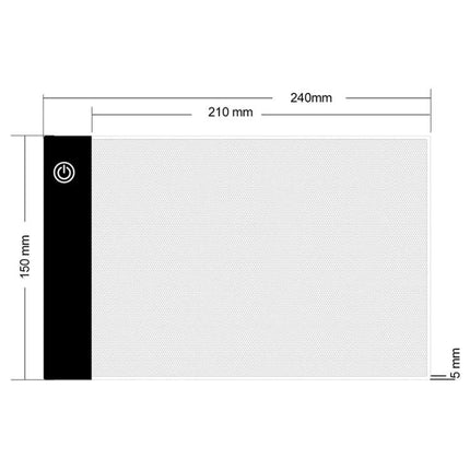 A5 Acrylic Sketch Board for Drawing and Tracing - slim 240x150mm LED light pad with power button for tracing and sketching
