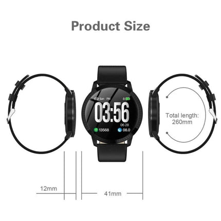 Keep track of daily activities with a practical smartwatch showing 41mm dial, 260mm total length and 12mm strap width