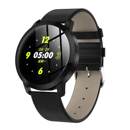 Keep track of daily activities with a practical smartwatch showing step and sleep tracking on a black leather-band smartwatch
