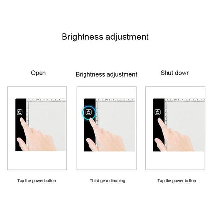 A4 Acrylic Light Board for Sketching and Tracing with Adjustable Brightness - touch button brightness adjustment demo
