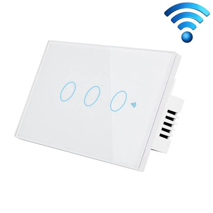 Voice-Activated Smart Light Switch for Home Lighting Control with three-touch capacitive buttons and WiFi remote access