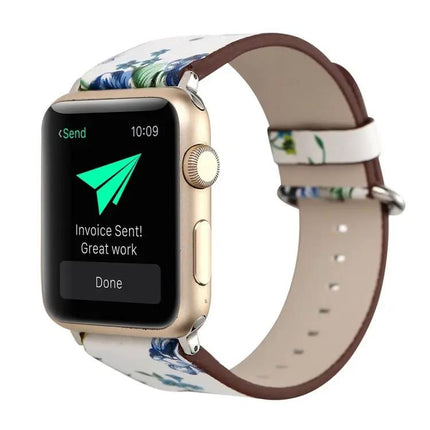 Floral Leather Apple Watch Band Compatible 42/44/45/49mm