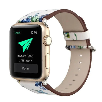 Floral Leather Apple Watch Band Compatible 42/44/45/49mm