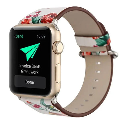 Floral Leather Apple Watch Band Compatible 42/44/45/49mm