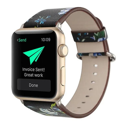 Floral Leather Apple Watch Band Compatible 42/44/45/49mm