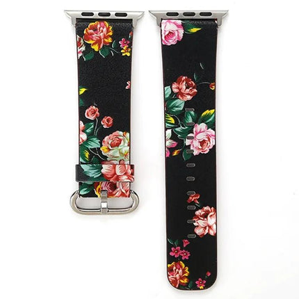 Floral Leather Apple Watch Band Compatible 42/44/45/49mm