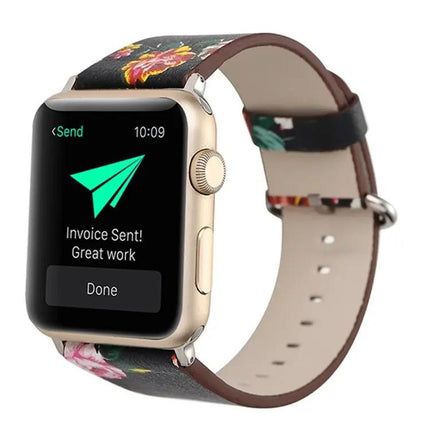 Floral Leather Apple Watch Band Compatible 42/44/45/49mm