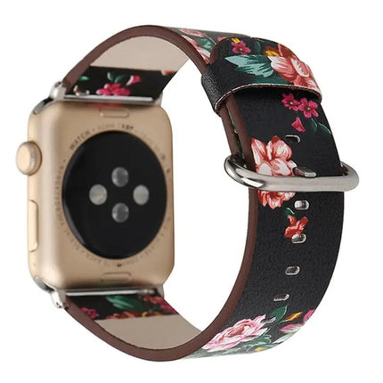 Floral Leather Apple Watch Band Compatible 42/44/45/49mm
