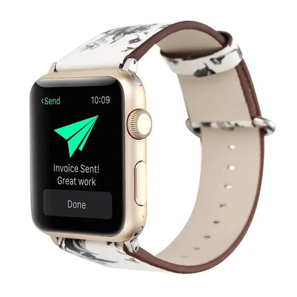 Floral Leather Apple Watch Band Compatible 42/44/45/49mm