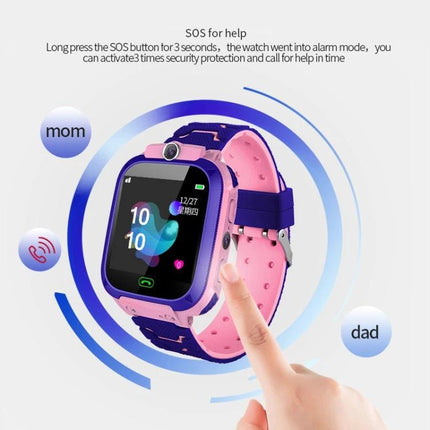 Children's Smartwatch for Everyday Kid Safety Monitoring - pink purple kid GPS watch with SOS button and parent call icons