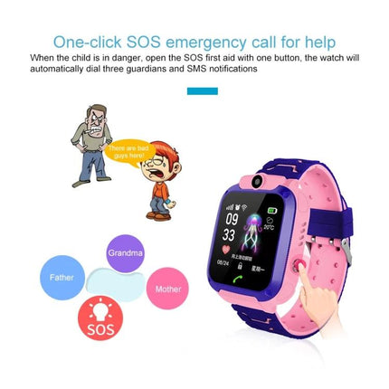 Kids' Smartwatch for Everyday Safety and Monitoring showing one-click SOS call feature with pink purple kids watch