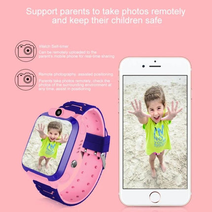 Kids' Smartwatch for Everyday Safety and Monitoring showing pink kids smartwatch and phone with child's photo for remote monitoring and SOS calls