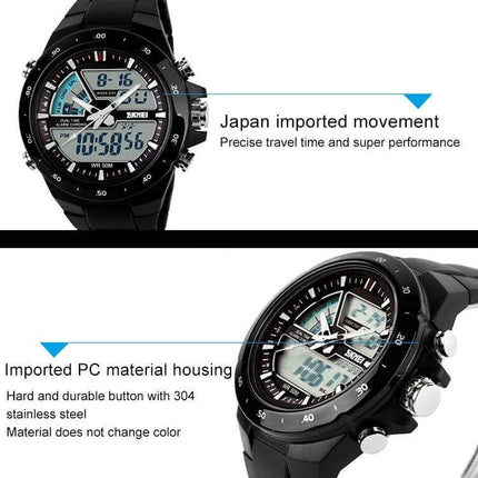SKMEI Men's Waterproof Outdoor Sports Digital Watch for Daily Use black dual-display sports watch with waterproof design and imported movement