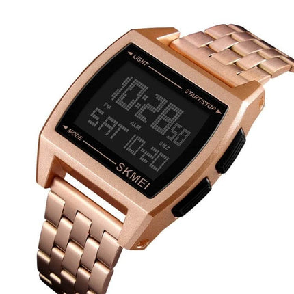 SKMEI Men's Waterproof Outdoor Sports Digital Watch rose gold digital display metal band for hiking running and swimming up to 30m