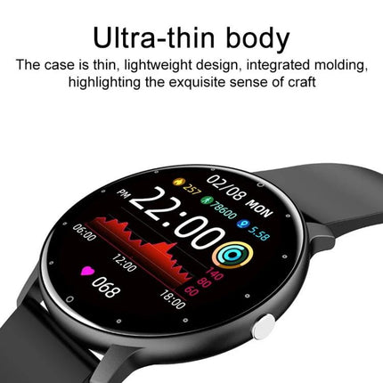 Steel Band Smart Watch for Everyday Health and Activity Tracking - ultra-thin round smartwatch showing heart rate, steps, and activity graph