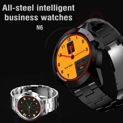 N6 Bluetooth Smart Watch with Heart Rate Monitor and Pedometer - 1.3" TFT Screen, Stainless Steel Band