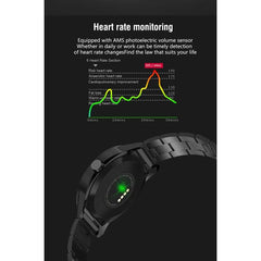 N6 Bluetooth Smart Watch with Heart Rate Monitor and Pedometer - 1.3" TFT Screen, Stainless Steel Band