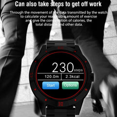 N6 Bluetooth Smart Watch with Heart Rate Monitor and Pedometer - 1.3" TFT Screen, Stainless Steel Band