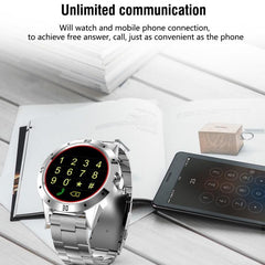 N6 Bluetooth Smart Watch with Heart Rate Monitor and Pedometer - 1.3" TFT Screen, Stainless Steel Band