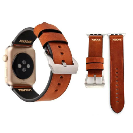 Retro XX Pattern Leather Band for Apple Watch 42-49mm