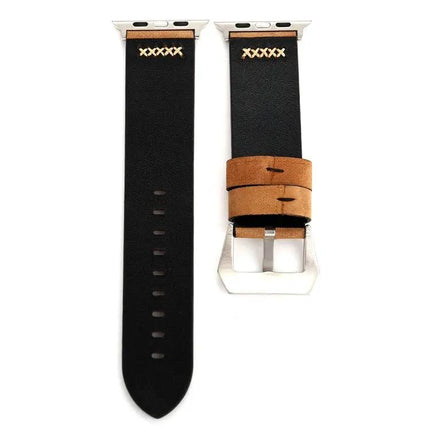 Retro XX Pattern Leather Band for Apple Watch 42-49mm