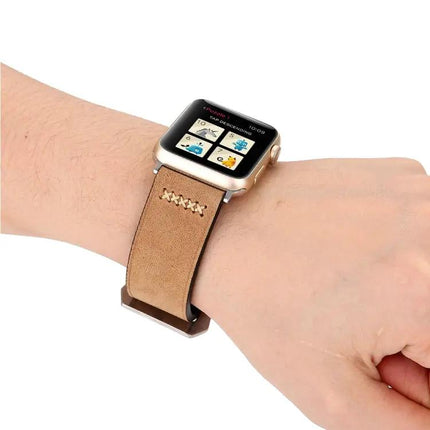 Retro XX Pattern Leather Band for Apple Watch 42-49mm