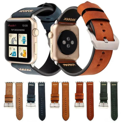 Retro XX Pattern Leather Band for Apple Watch 42-49mm
