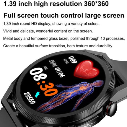 ET310 Smart Watch for Everyday Health and Fitness Tracking - 1.39" round HD touchscreen displaying heart rate, ECG and activity metrics