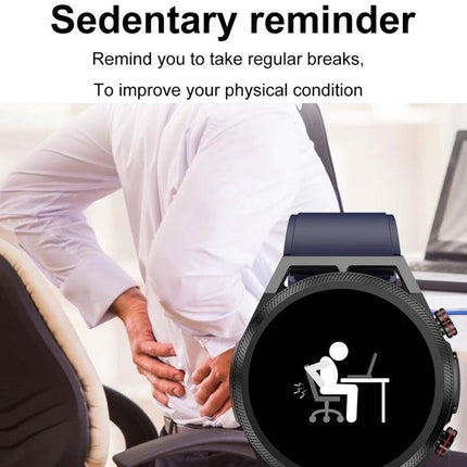 ET310 Smart Watch for Everyday Health and Fitness Tracking showing sedentary reminder feature with person holding lower back