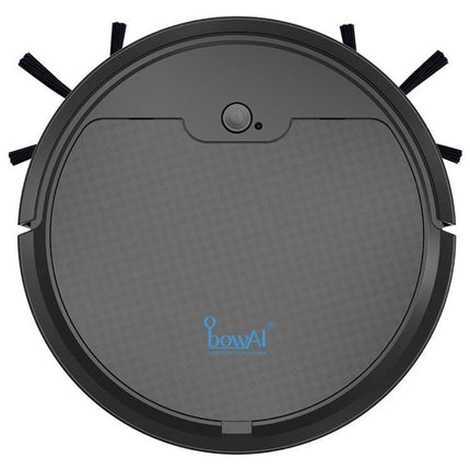 BOWAI OB8S Robot for Sweeping and Mopping Home Floors compact black round robot vacuum and mop with side brushes on tile