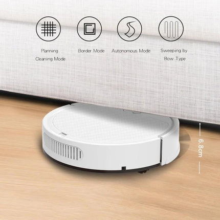 BOWAI OB8S Robot for Sweeping and Mopping Home Floors low-profile white robot vacuum under couch demonstrating autonomous and border cleaning modes